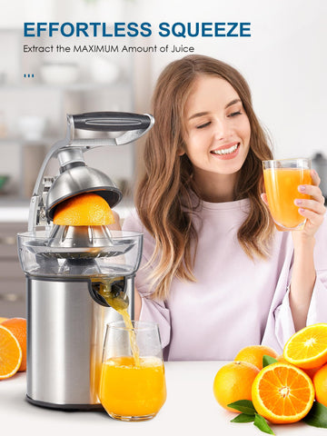 Conos intercambiables para adaptar exprimidos a tamaños de naranjas.