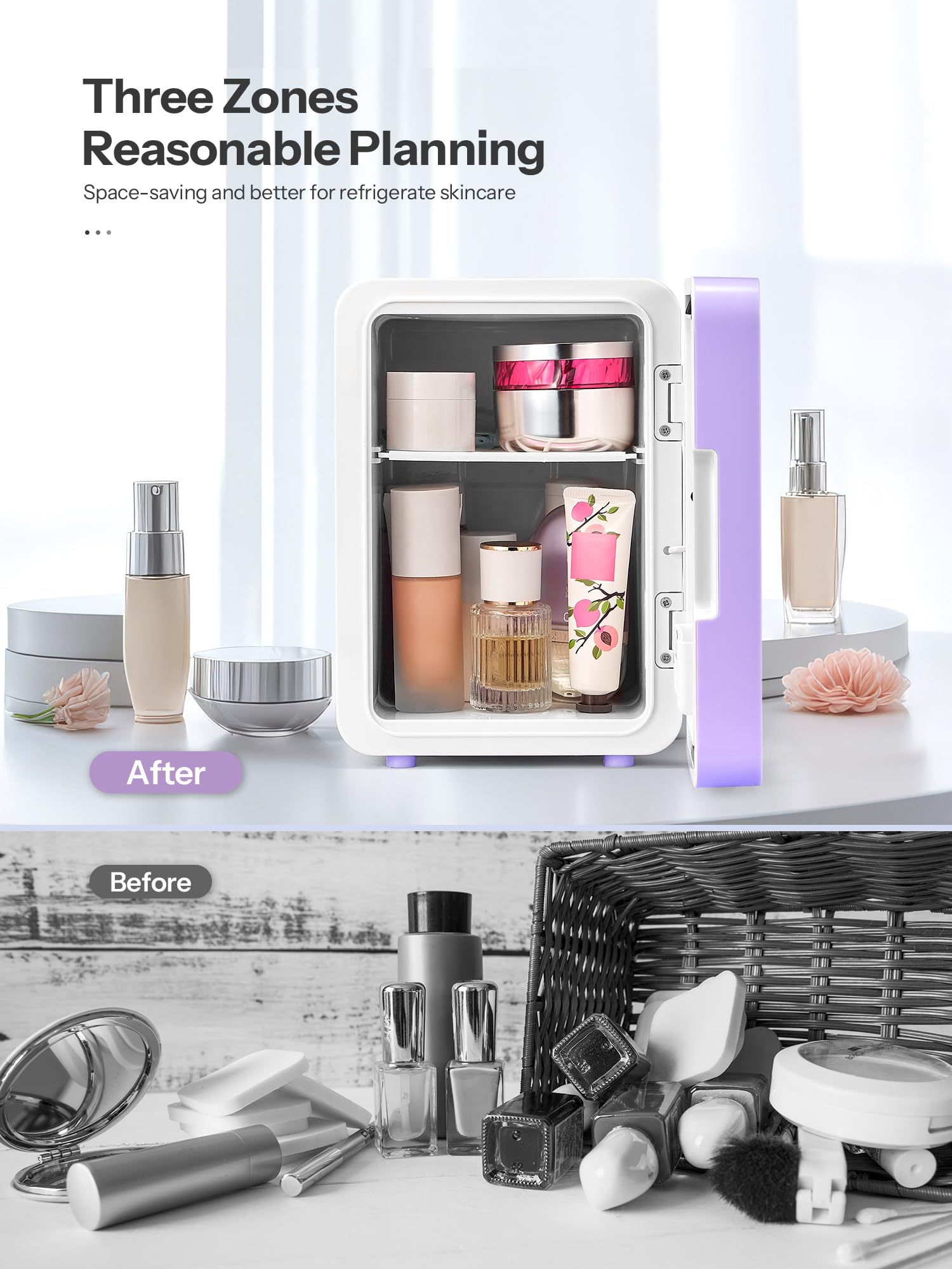 Reemix Frigorífico Belleza con cesta de puerta para discos desmaquillantes