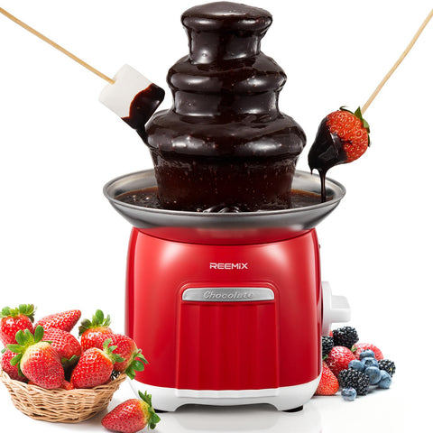 Fuente de chocolate eléctrica Reemix de tres niveles, ideal para fiestas y eventos.