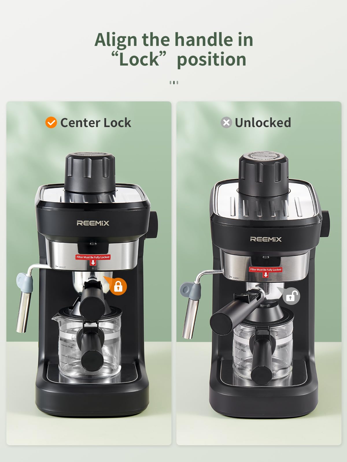Reemix Máquina de Espresso 6 Bar, calentamiento rápido para comenzar temprano.