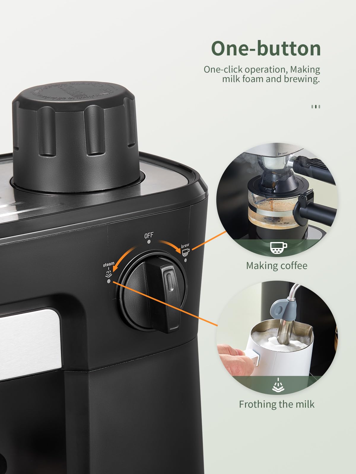 Reemix Máquina de Espresso 6 Bar, panel de controles para uso sencillo.