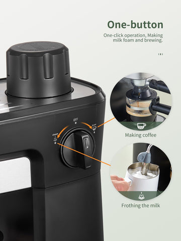 Reemix Máquina de Espresso 6 Bar, panel de controles para uso sencillo.