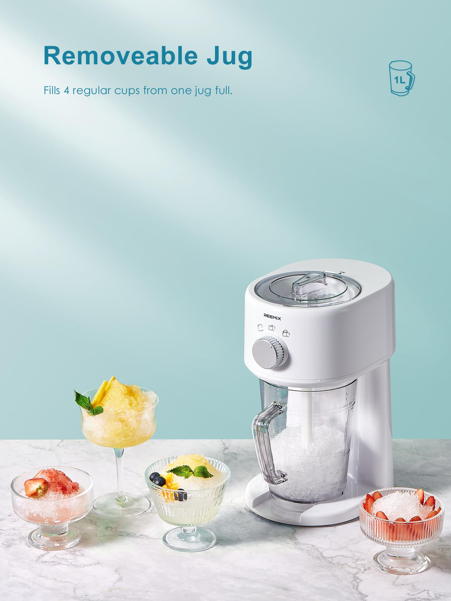 Reemix máquina de hielo raspado controles: ajuste seguro y rápido.