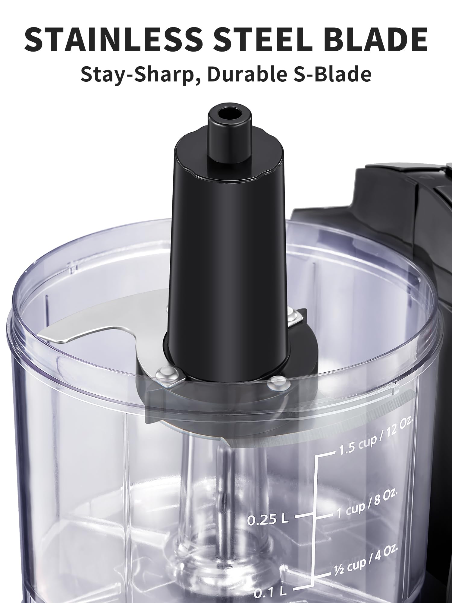 Reemix picadora 1.5 tazas, diseño compacto para espacios pequeños.