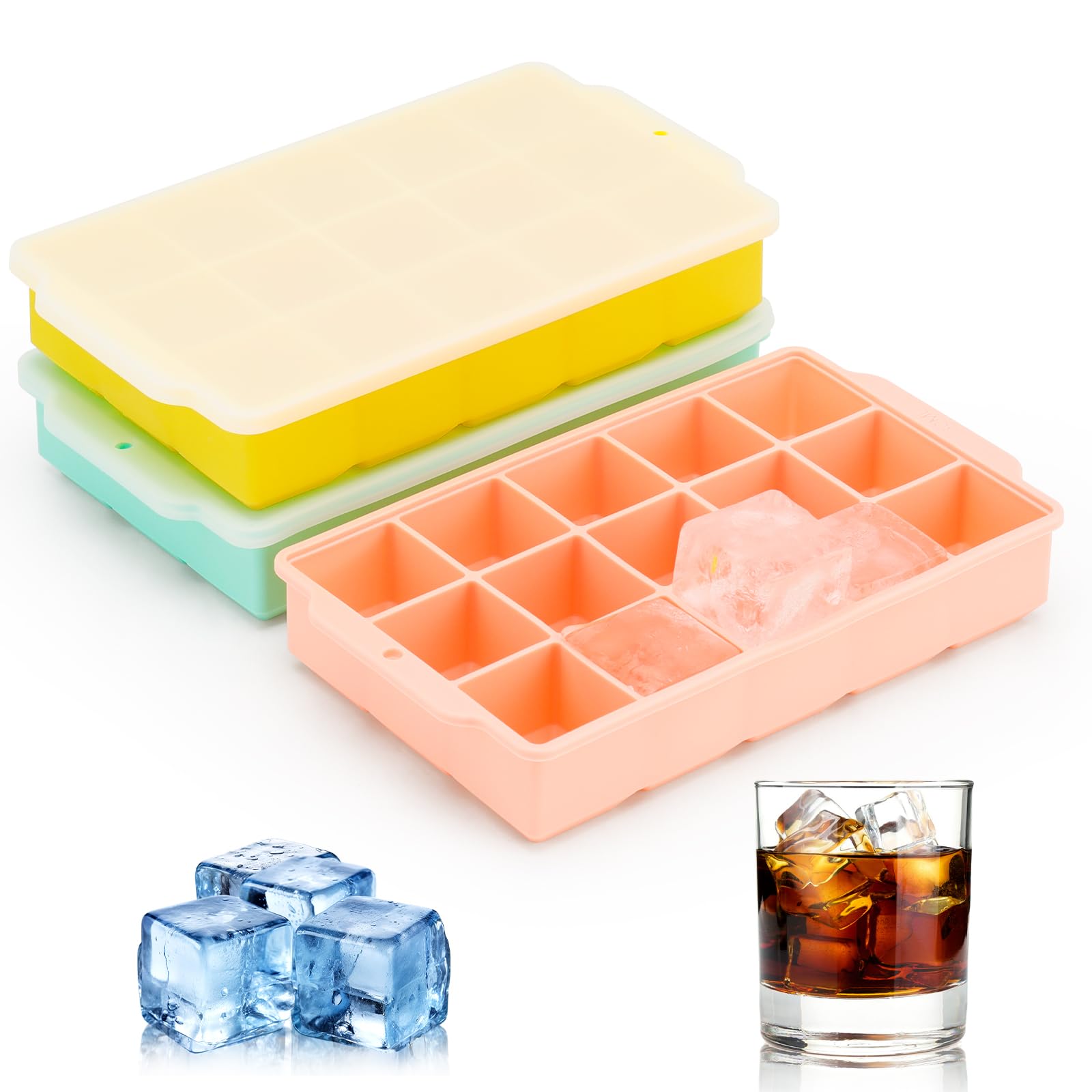 Molde de hielo Reespring con tapa para almacenamiento limpio en el congelador.
