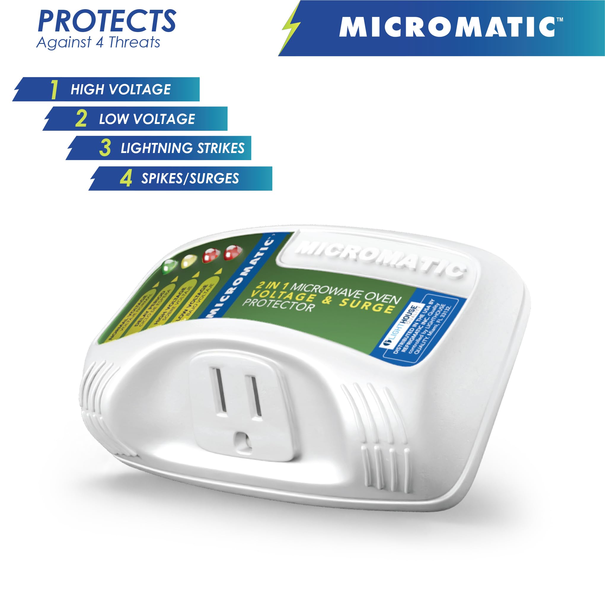 Indicadores luminosos de Refrigmatic Micromatic WS2910 señalan estado de voltaje y retardo.