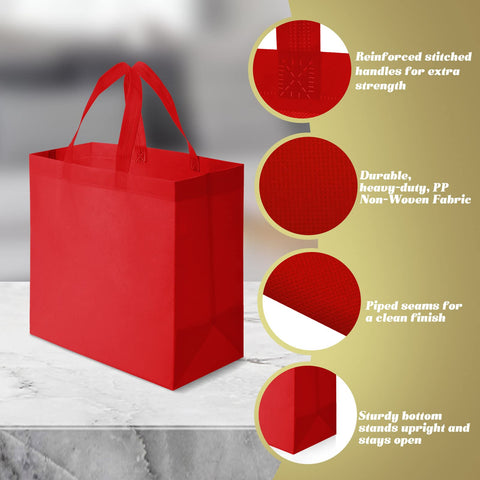 Reginary tote rojo, mango reforzado, ideal para compras diarias