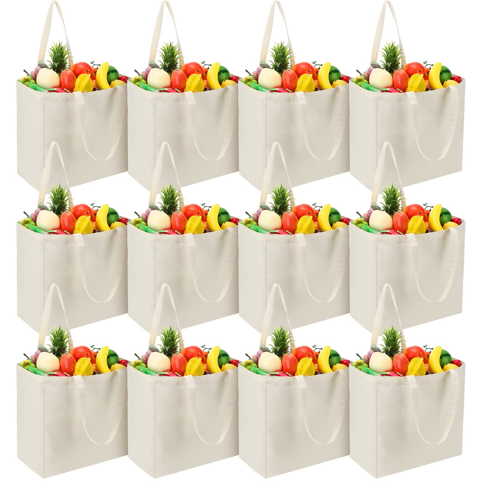 Reginary bolsas canvas mercado grandes, 12 unidades, ideales para comprar sin plástico.