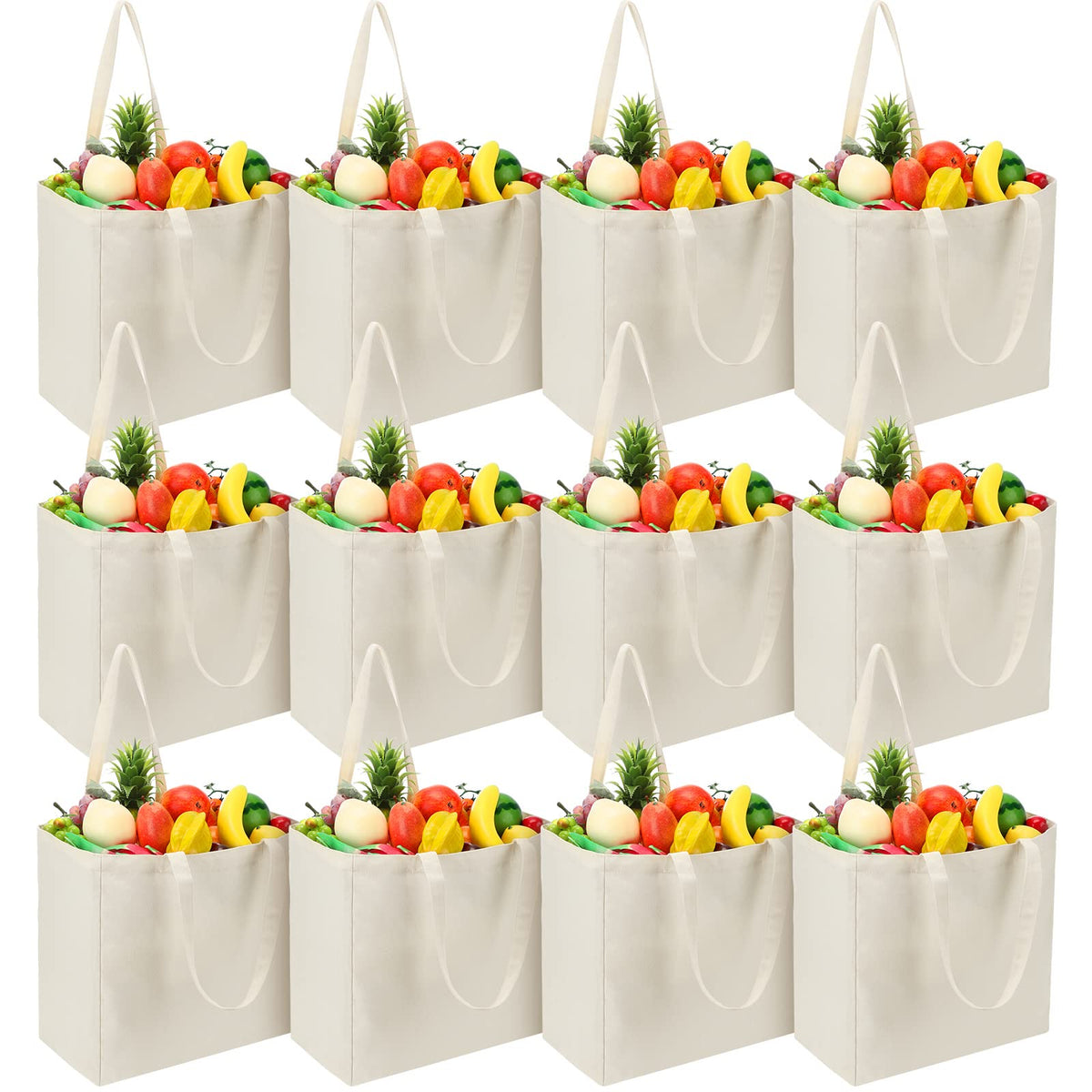 Reginary bolsas canvas mercado grandes, 12 unidades, ideales para comprar sin plástico.
