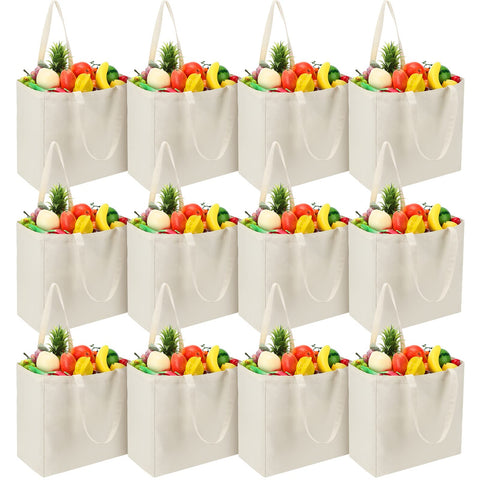 Reginary bolsas canvas mercado grandes, 12 unidades, ideales para comprar sin plástico.