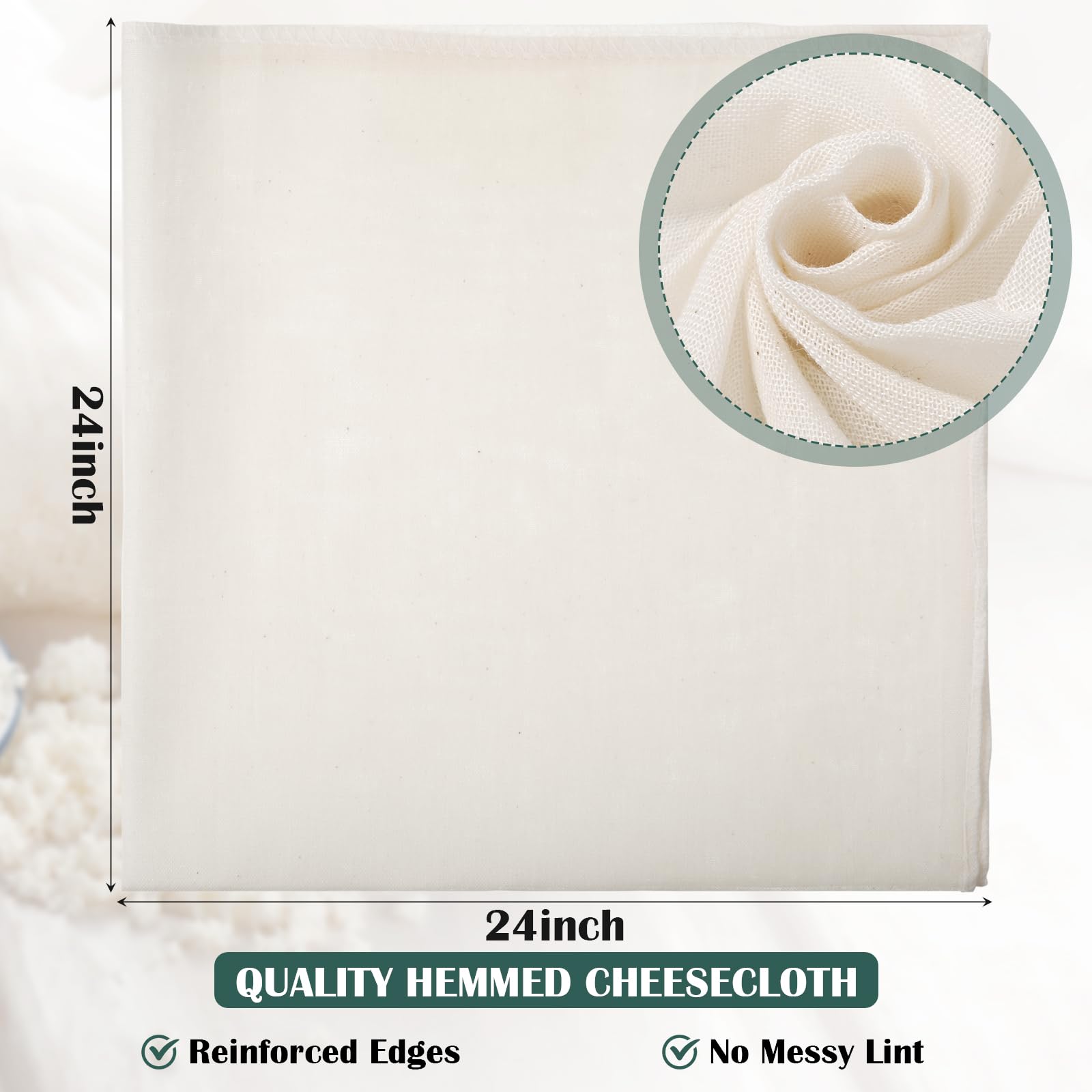 Reginary tela muslin sin blanquear, segura para alimentos y usos de cocina.
