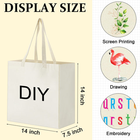 Reginary tote canvas con asas dobles, cómodas para llevar al hombro o la mano.