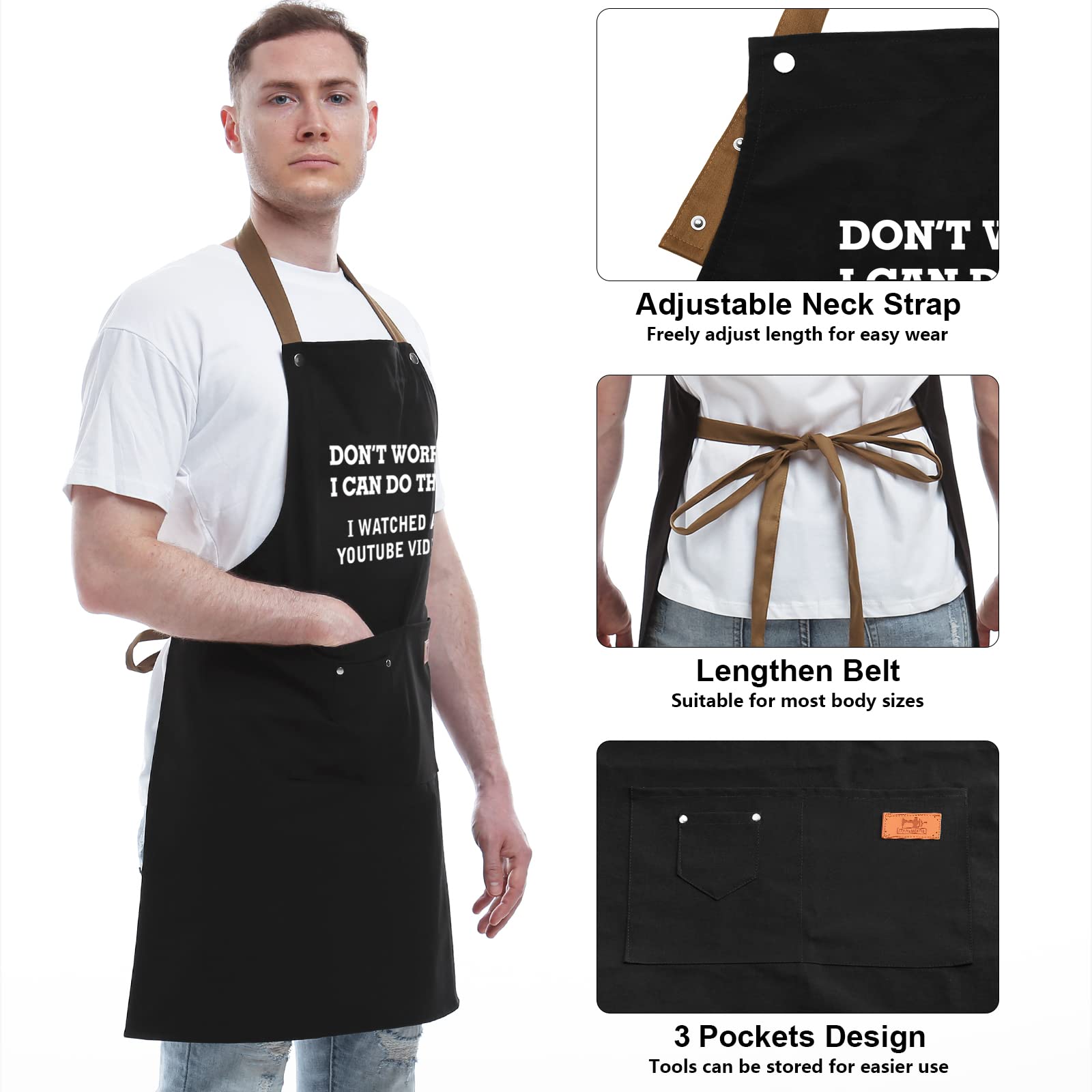 REHAVE delantal barbacoa, regalo para padre, diseño resistente y cómodo para asados.