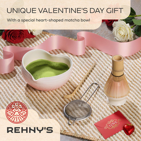 REHNY'S batidora de matcha de bambú para crear espuma cremosa y consistente.