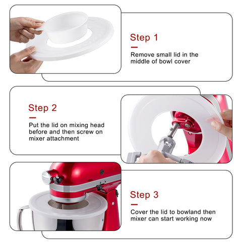 Reikame cubiertas de cuenco inoxidable para batidora inclinable, mantiene polvo fuera y cuenco limpio.