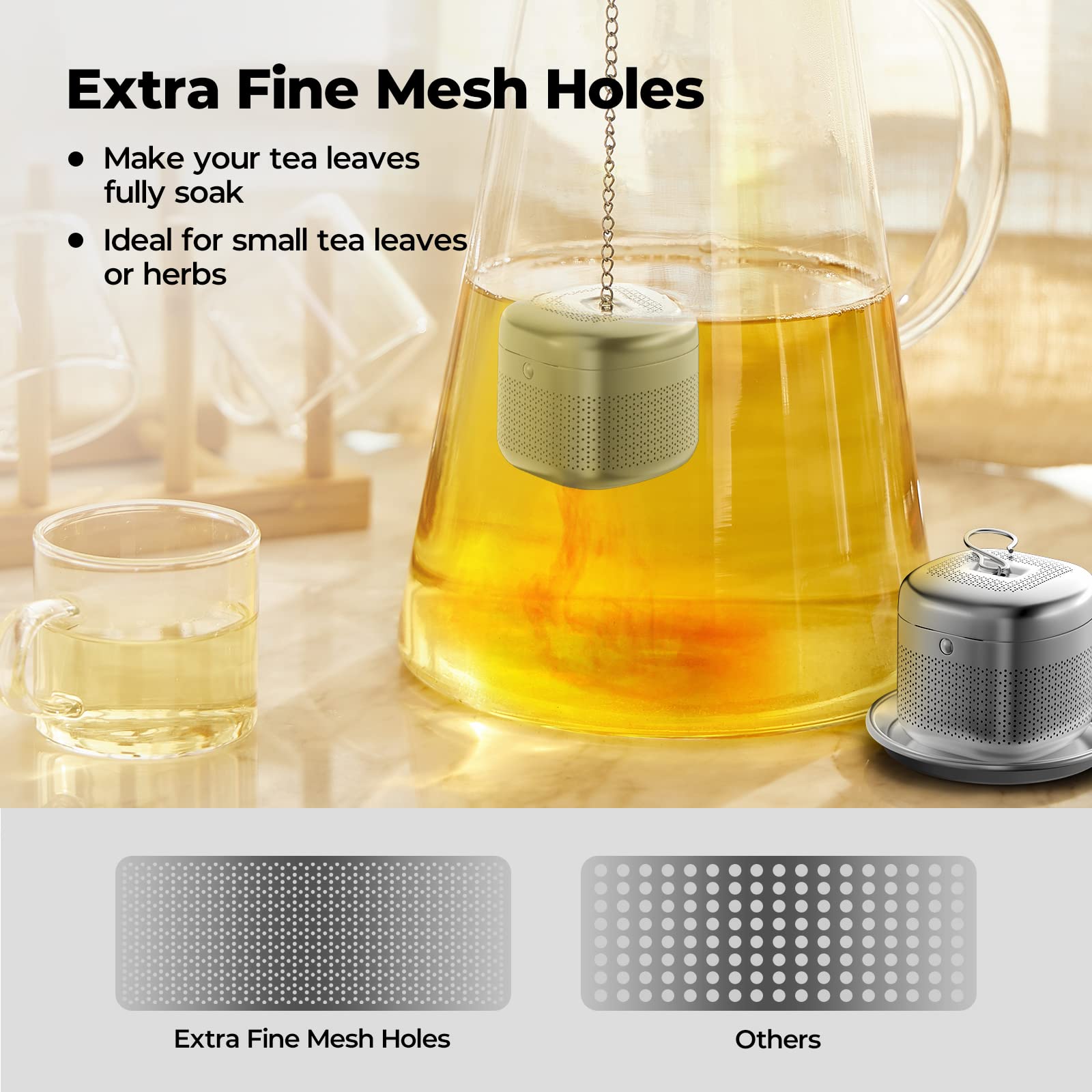 Infusor Reinmoson con filtro de hojas sueltas de malla ultra fina para infusión limpia