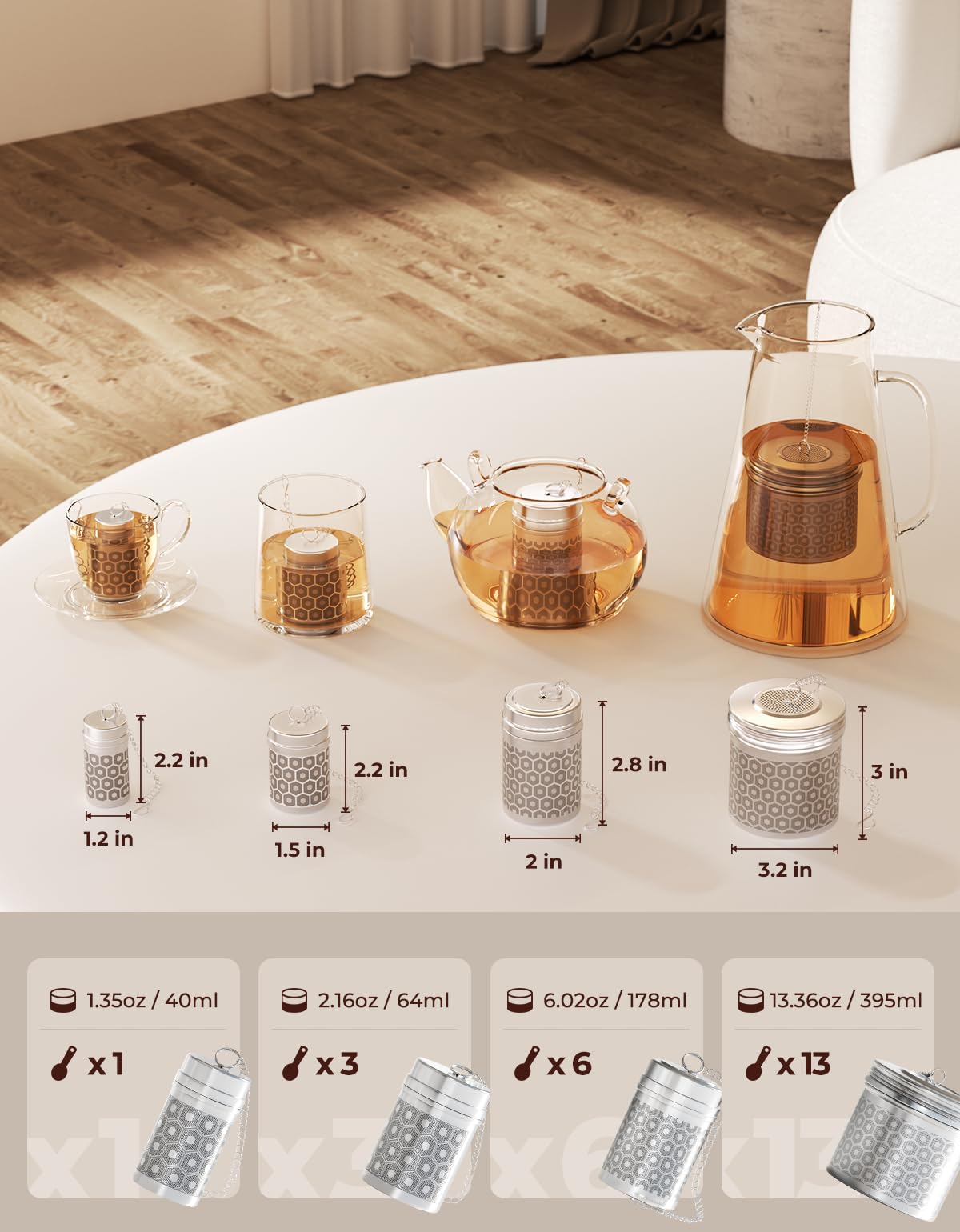 Uso versátil Reinmoson: té, rooibos y hierbas