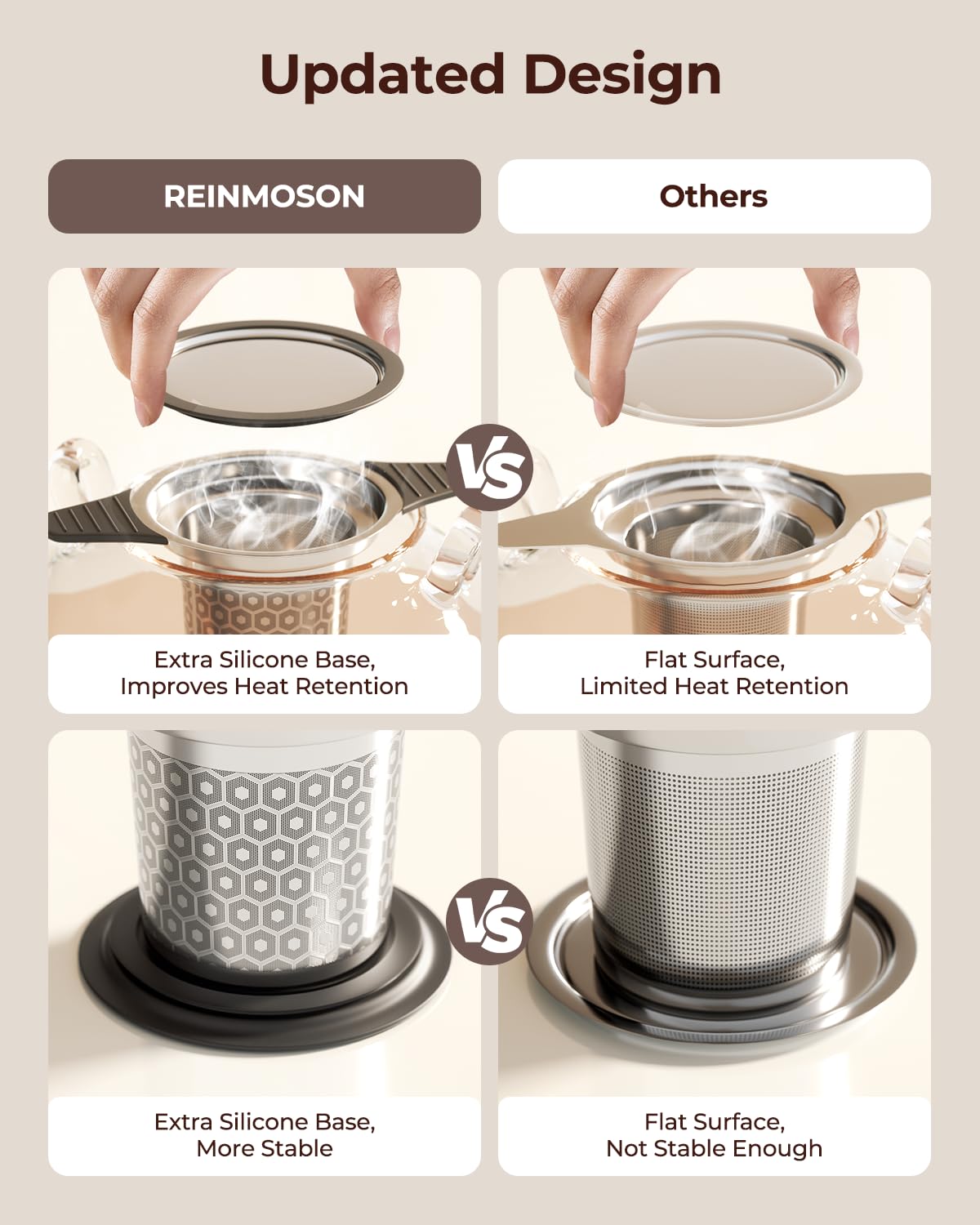 Reinmoson: malla para diversos tés, infusiones limpias.