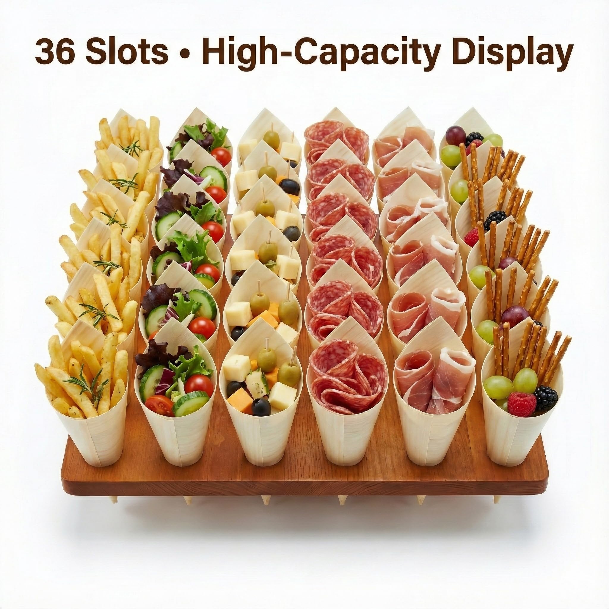 Relaxing Garden: exhibición de conos en barra para catering y buffets.