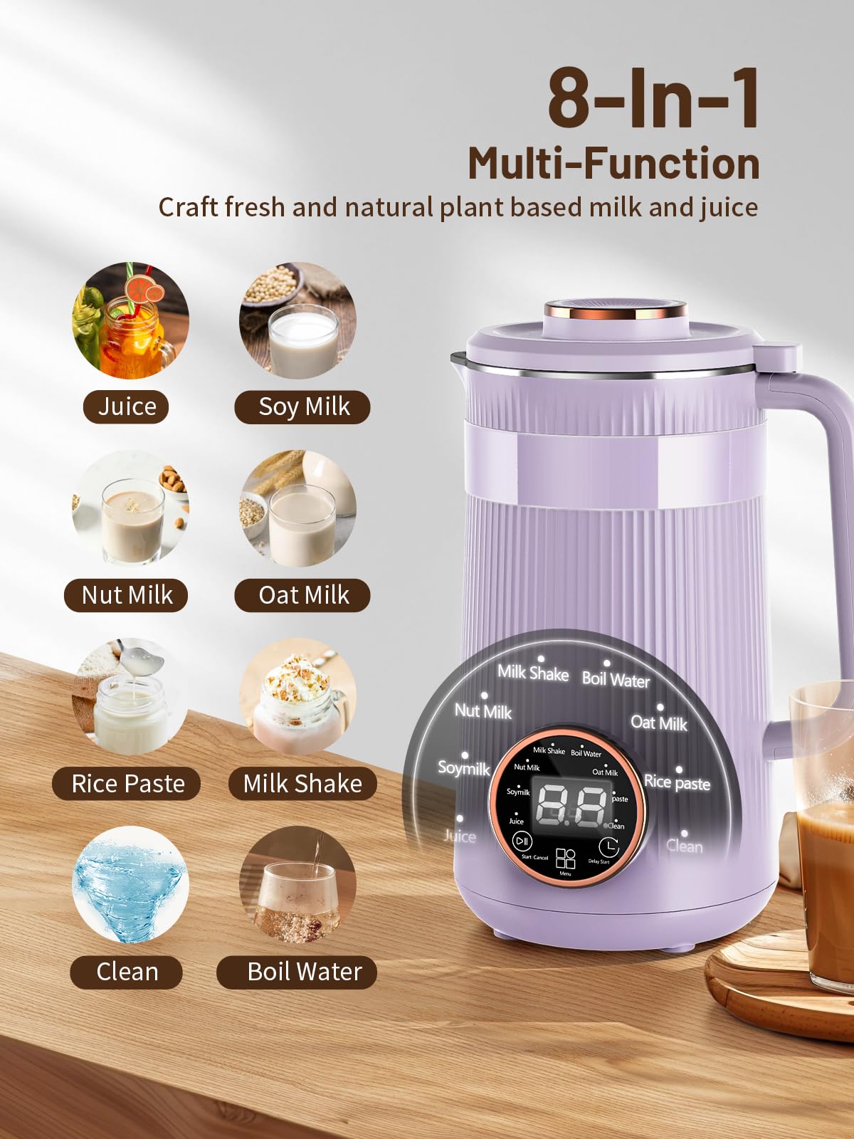 RELEXNOW Sistema 8 funciones para leche, jugos y más, con resultados versátiles