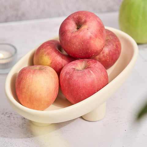 Relexome frutero pedestal crema mate; base estable para decoración moderna