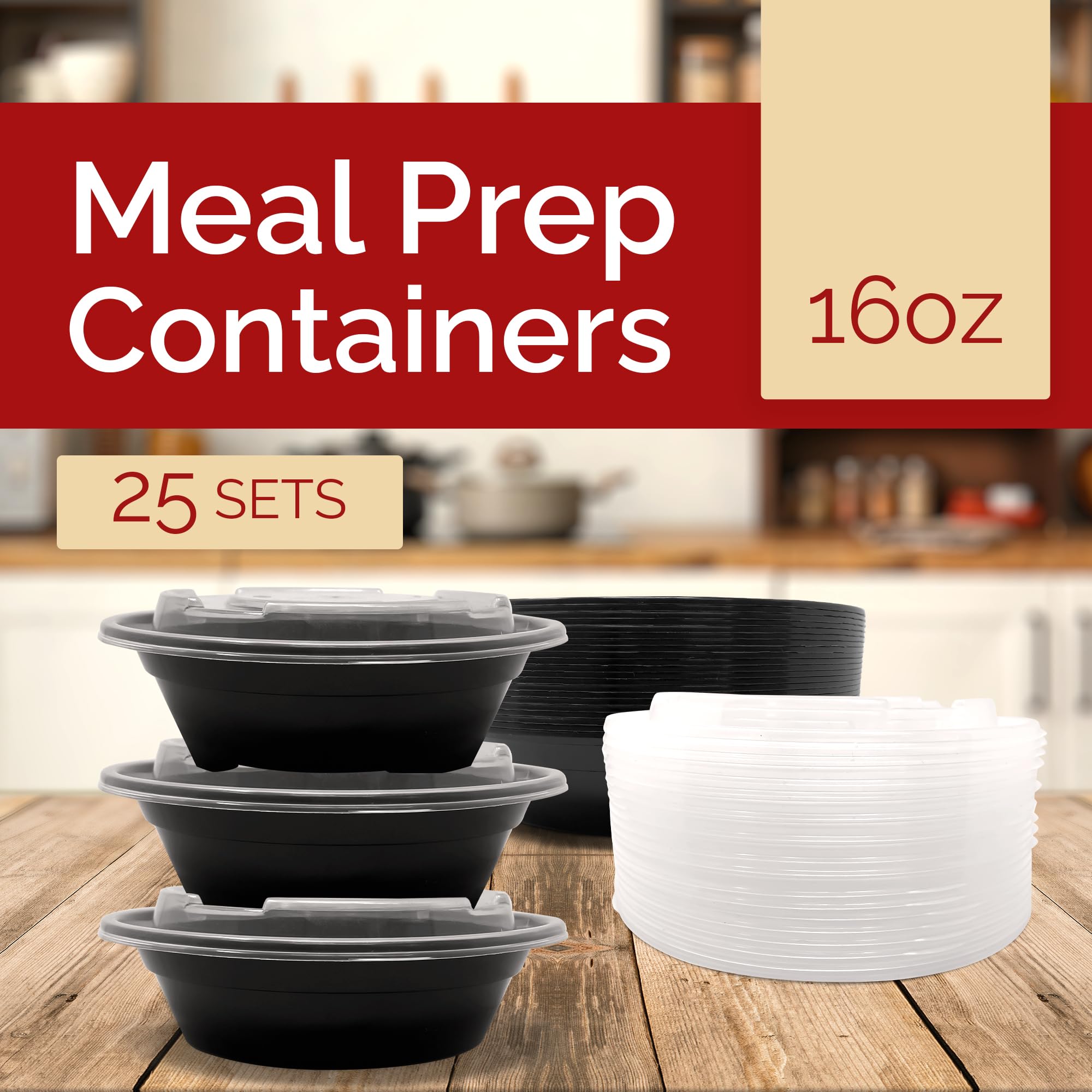Reli contenedor-preparacion-16oz-25-unidades con tapas transparentes para almacenamiento seguro.