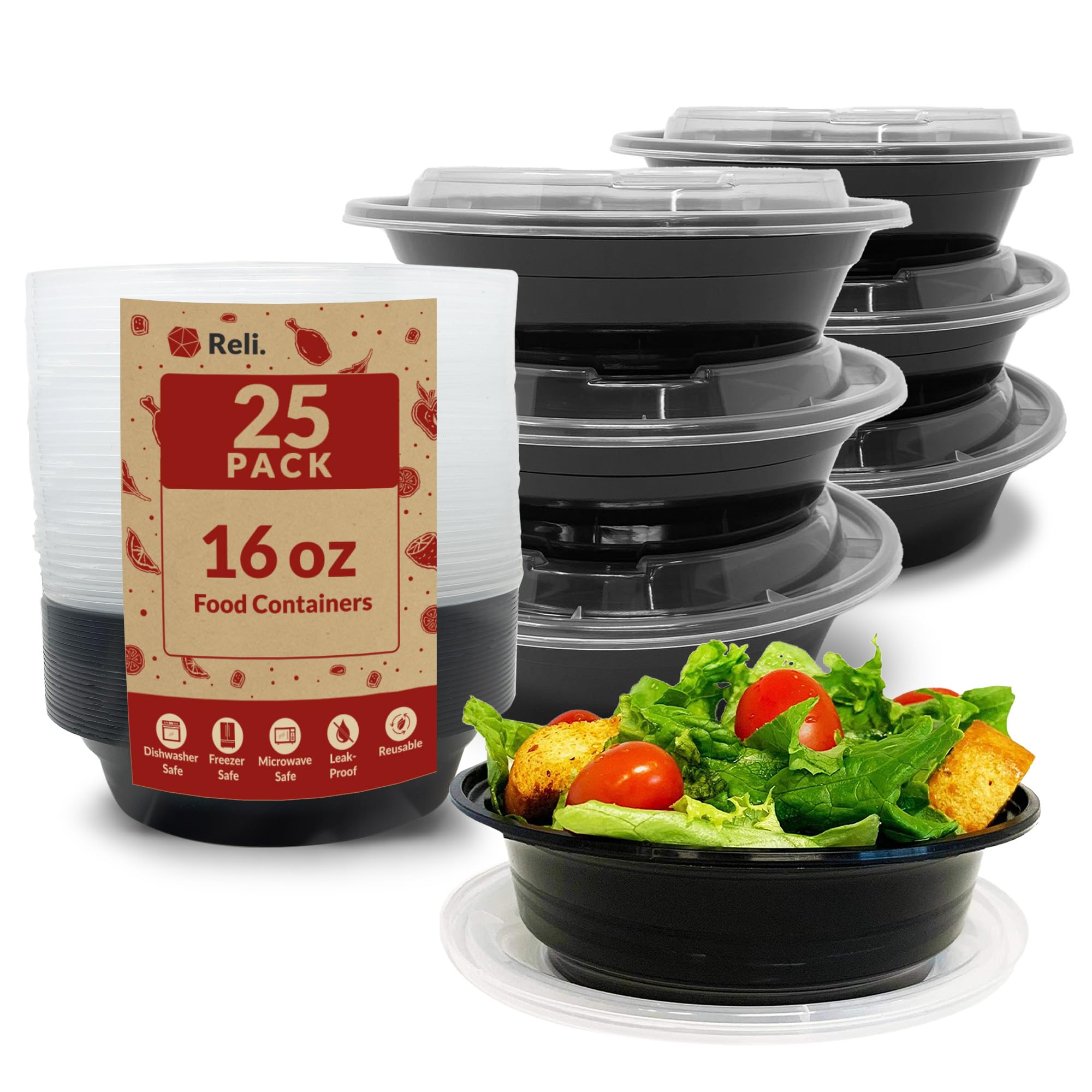 Reli contenedor-preparacion-16oz-25-unidades, ideal para planificar comidas y porciones.
