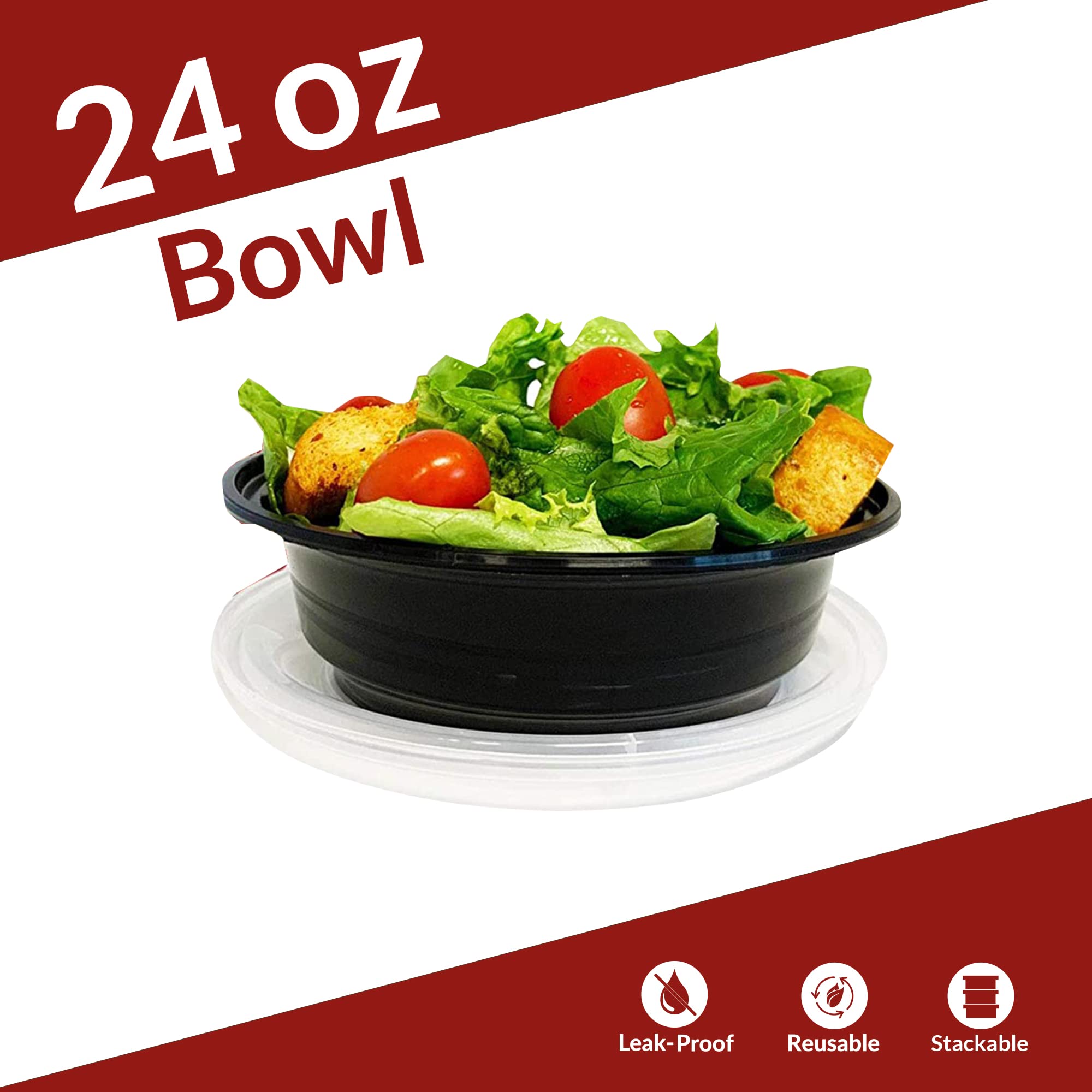 Reli cuenco redondo de 24 oz con tapa, ideal para porciones diarias.