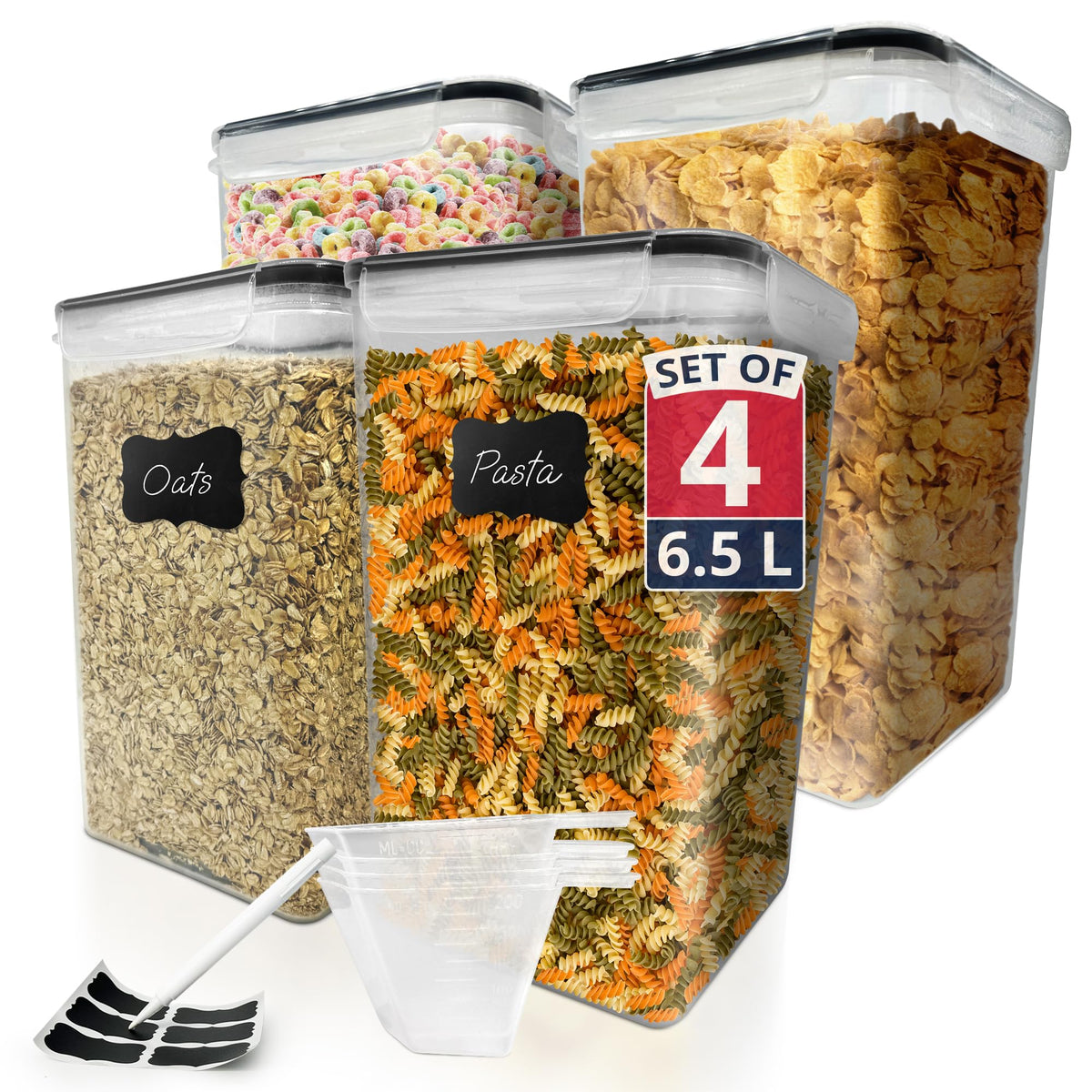 Conjunto de contenedores Reli de 6,5 L con tapas herméticas para almacenamiento.