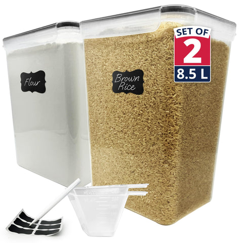 Contenedores Reli de 8.5L con tapa hermética para almacenamiento seguro.