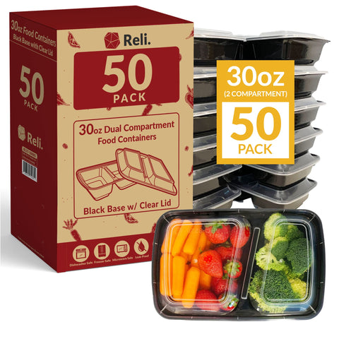 Reli contenedores para preparaciones de 30 oz con 2 compartimentos, ideal para organización.