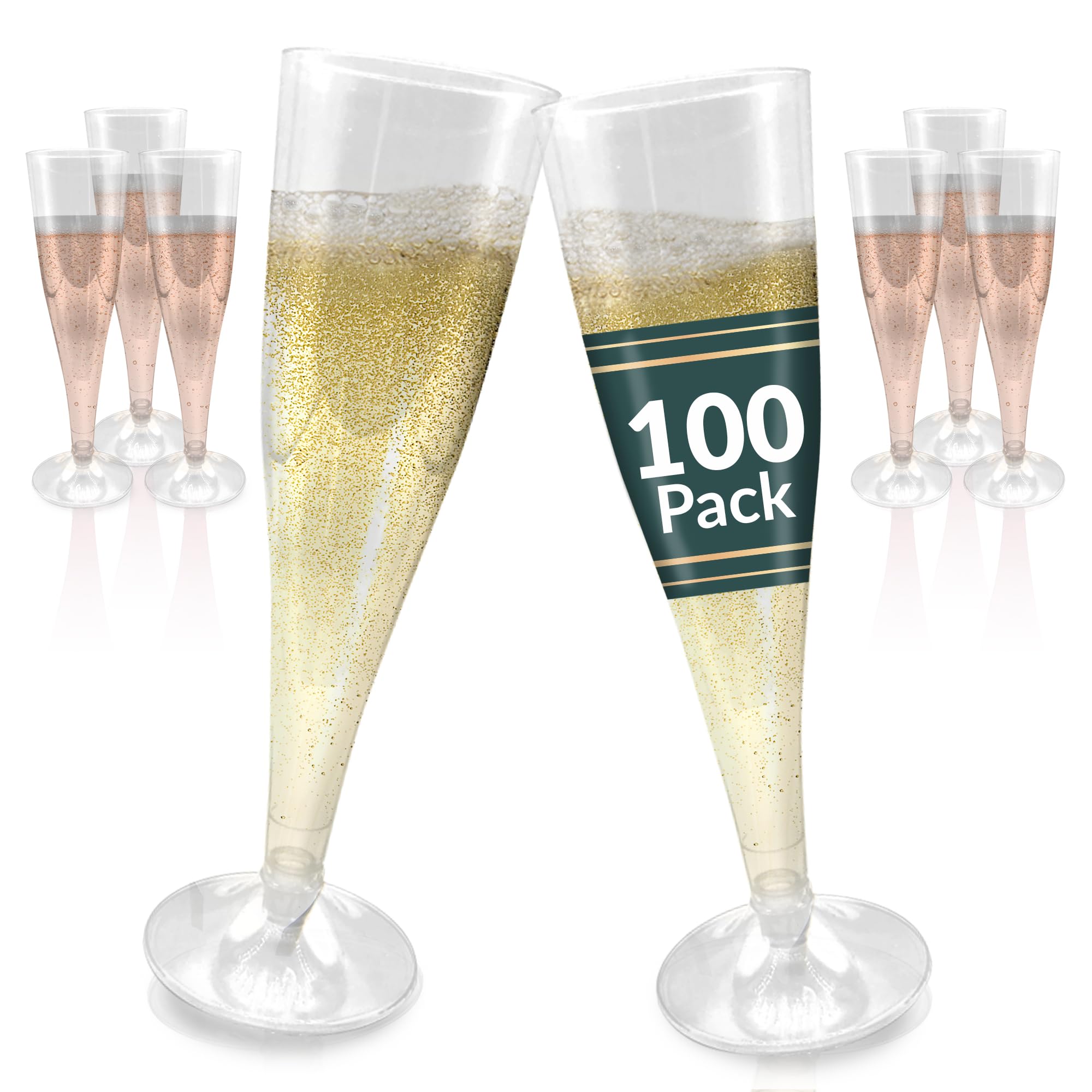 Copas Reli de champagne plásticas transparentes, 100 unidades, para fiestas