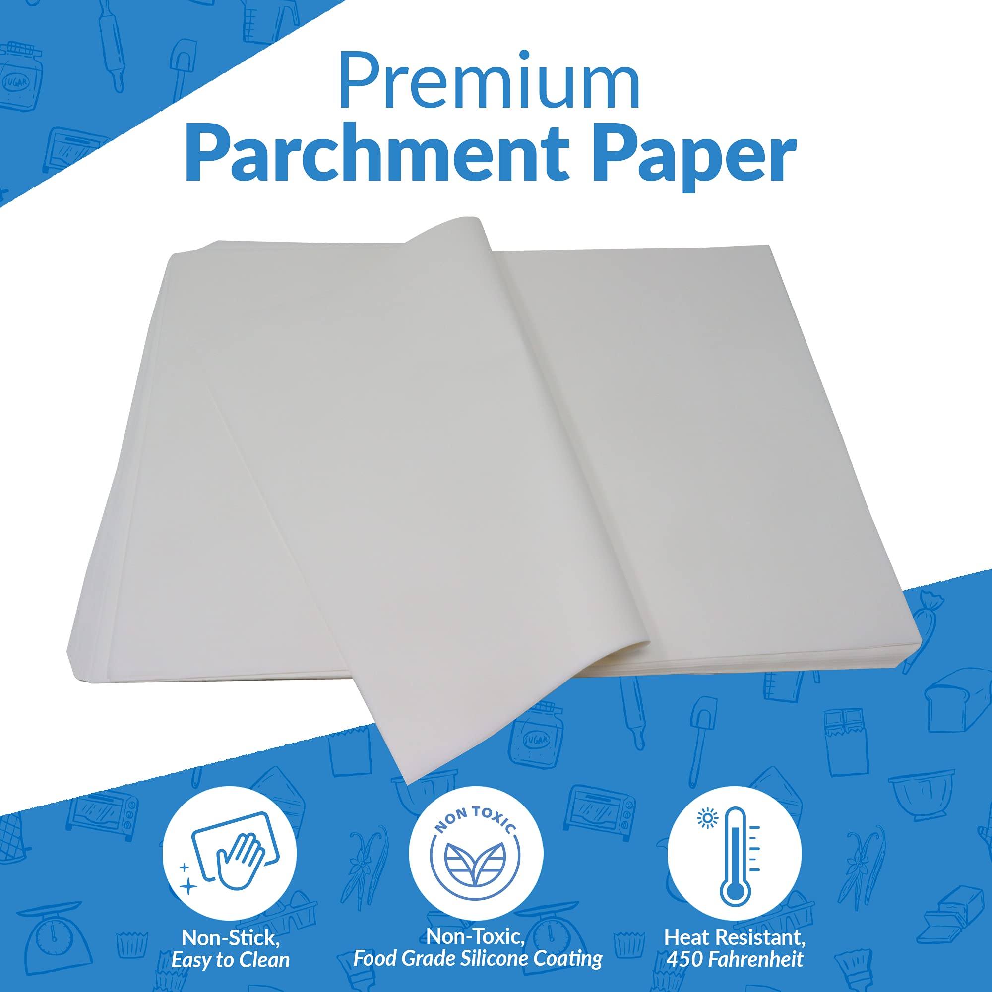 Reli papel pergamino 12x16, recubrimiento antiadherente de silicona para cocción limpia.