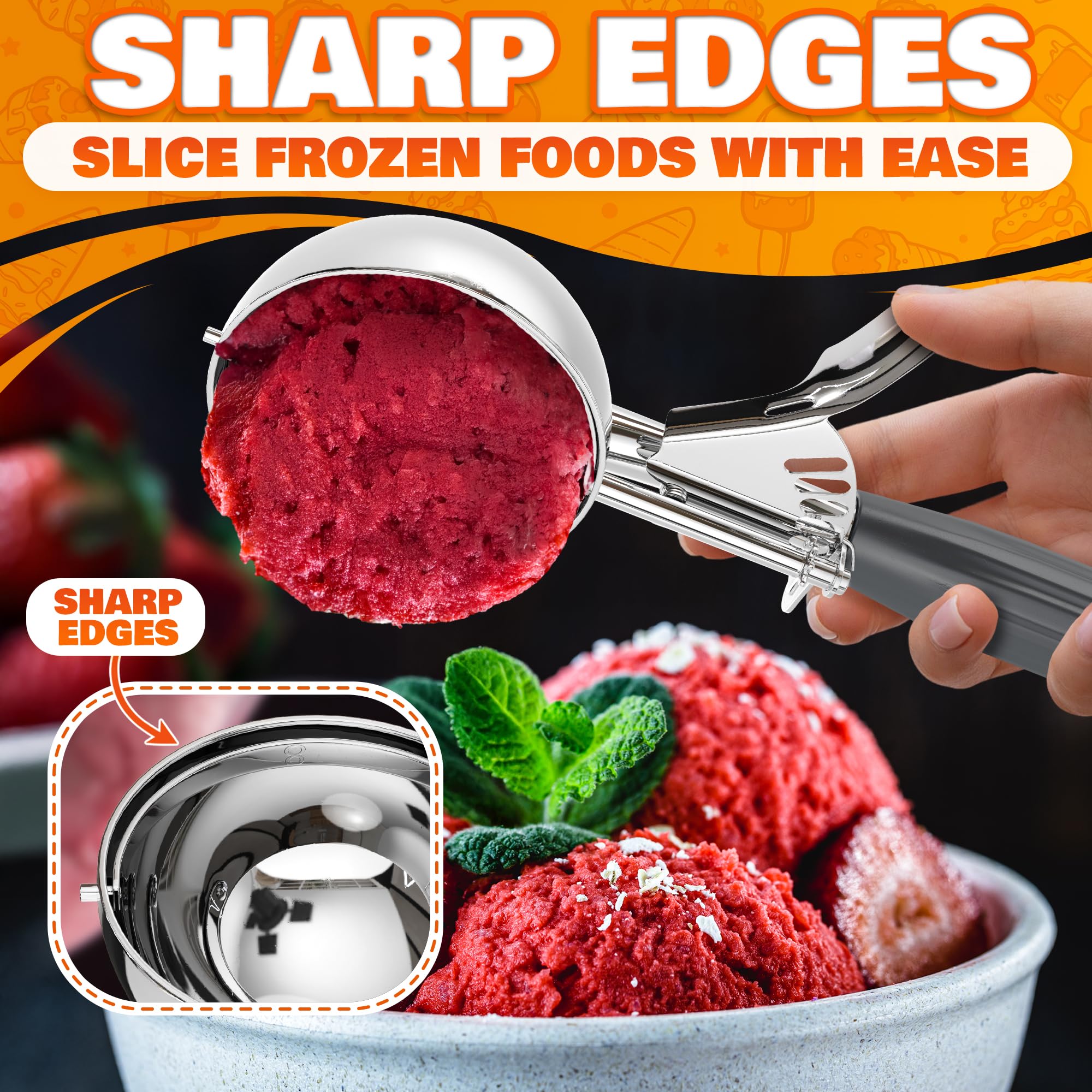 Reluen cuchara helado 4oz uso multifuncional para porciones y masas.
