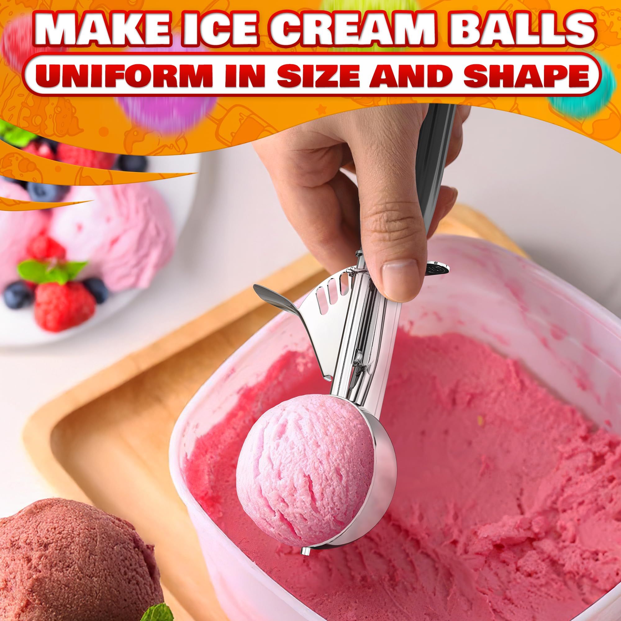 Reluen cuchara helado ideal para masa de galletas y porciones uniformes.