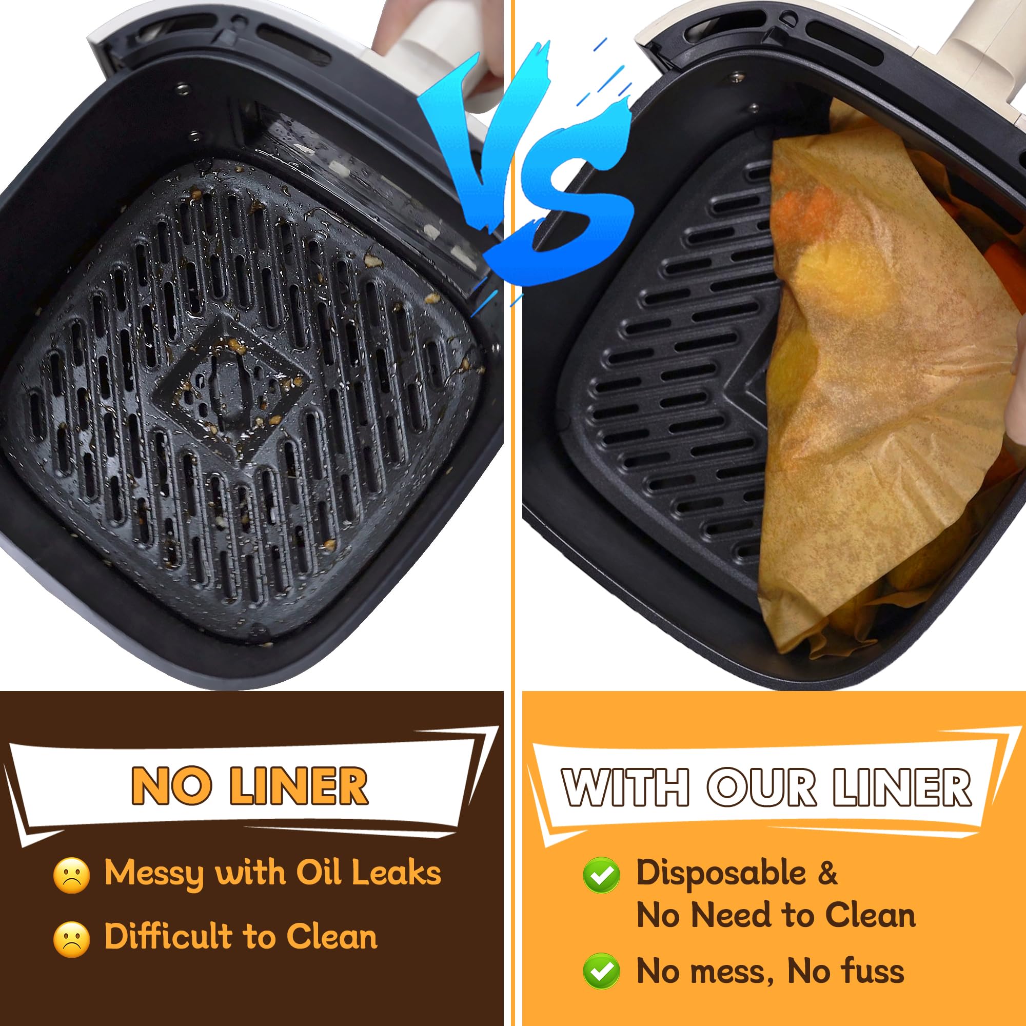 Liner antihaderente de ReLuien para freidora de aire, uso único y fácil limpieza.
