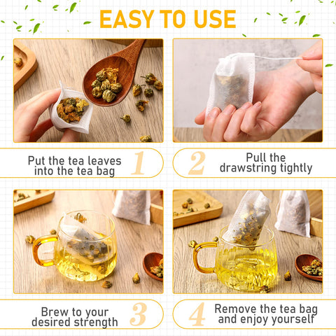 Remerry bolsas de té con cordón, fáciles de cerrar para infusiones limpias.