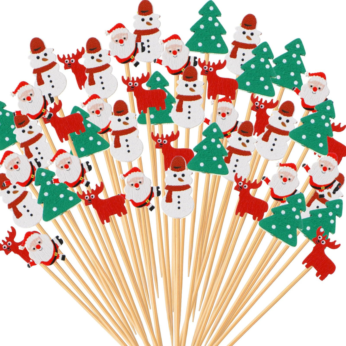 Remerry palillos navideños con forma de árbol para decorar aperitivos