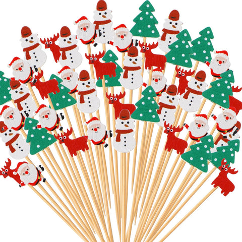 Remerry palillos navideños con forma de árbol para decorar aperitivos