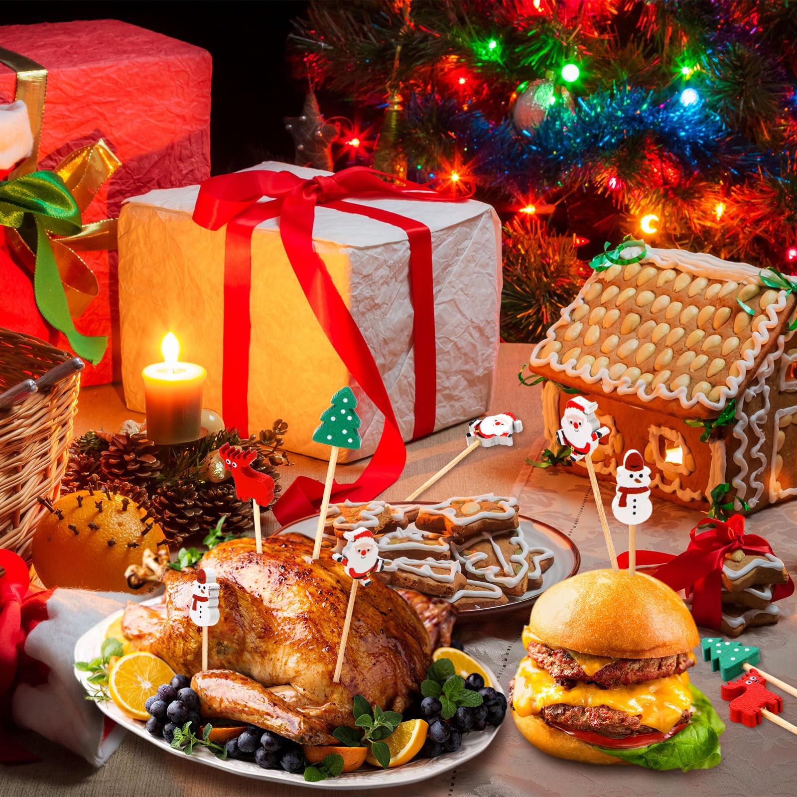 Remerry palillos con diseños variados para servir en fiestas navideñas