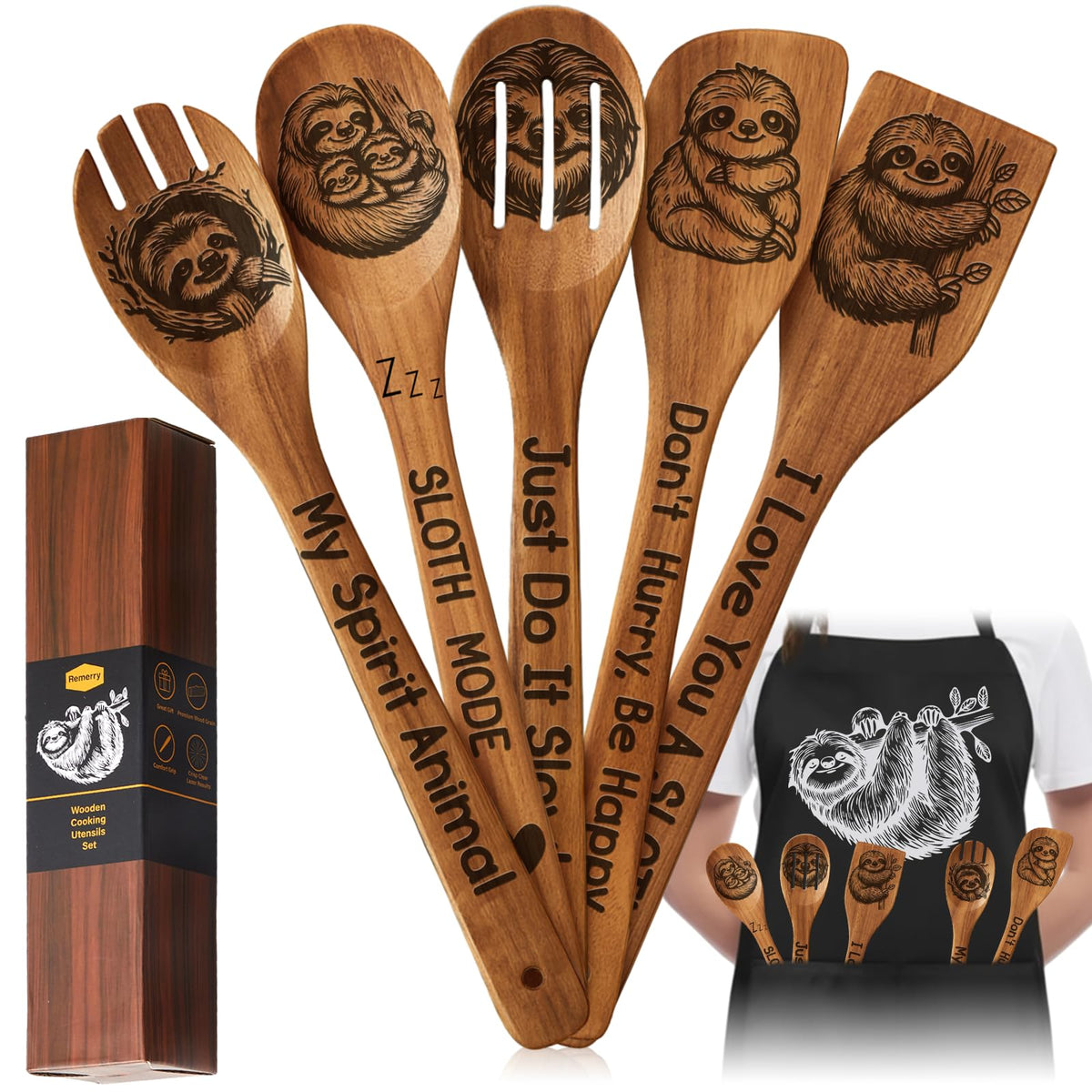 Remerry Sloths: espátula inclinada, ideal para mezclar y servir con estilo.