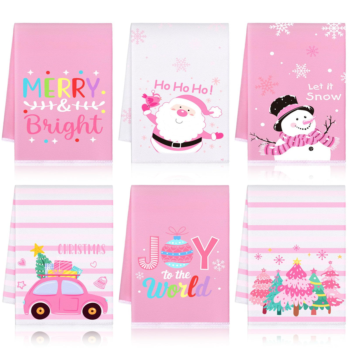Remerry toallas de cocina rosa Navidad con arboles; ideal para decorar y secar.