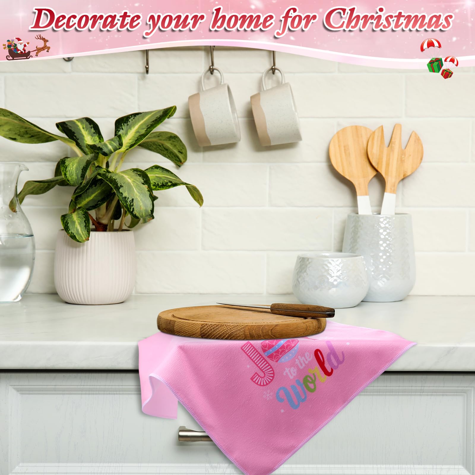 Remerry toallas de cocina rosa Navidad decorativas; útiles y bonitas.