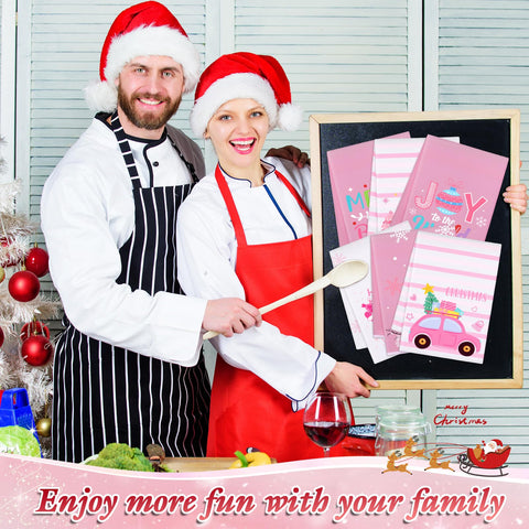 Remerry toallas de cocina rosa Navidad con patrones clasicos; aporta calidez.