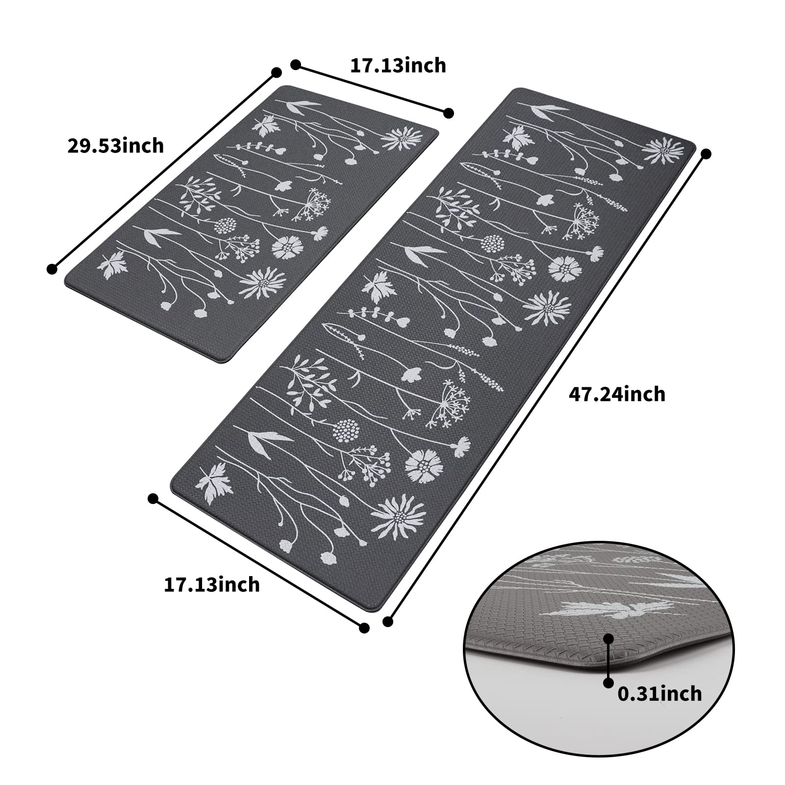 Rempry alfombras de cocina rectangulares 29in para espacios pequeños