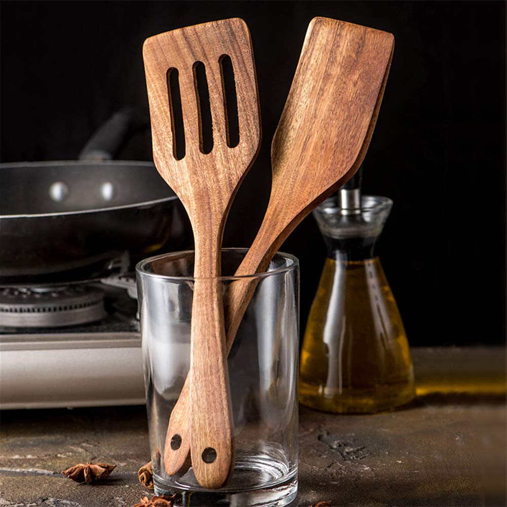 Cucharón mezclar Renawe de acacia, suave y duradero para mezclar ingredientes.