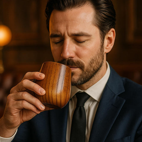 Notas aromáticas: acabado de madera realza la experiencia.