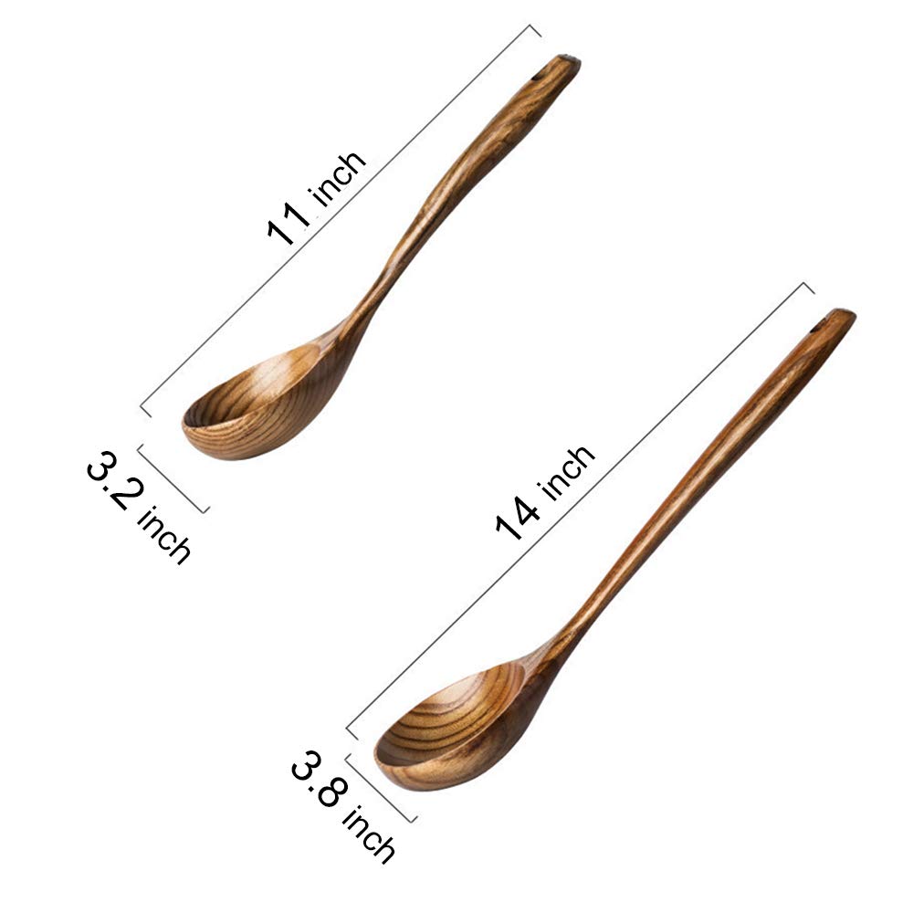 Juego de dos cucharas de madera Renawe, perfecto para mezclar y servir.
