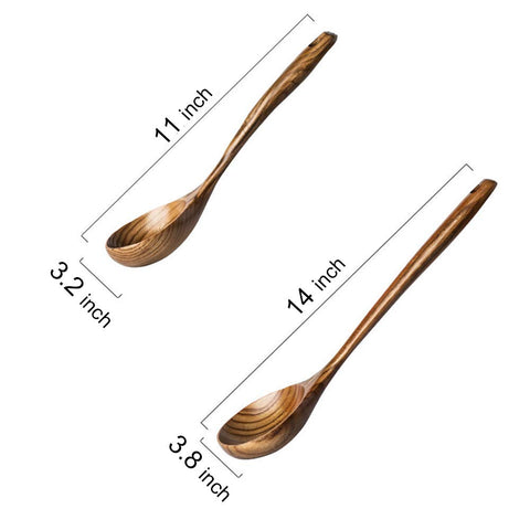 Juego de dos cucharas de madera Renawe, perfecto para mezclar y servir.