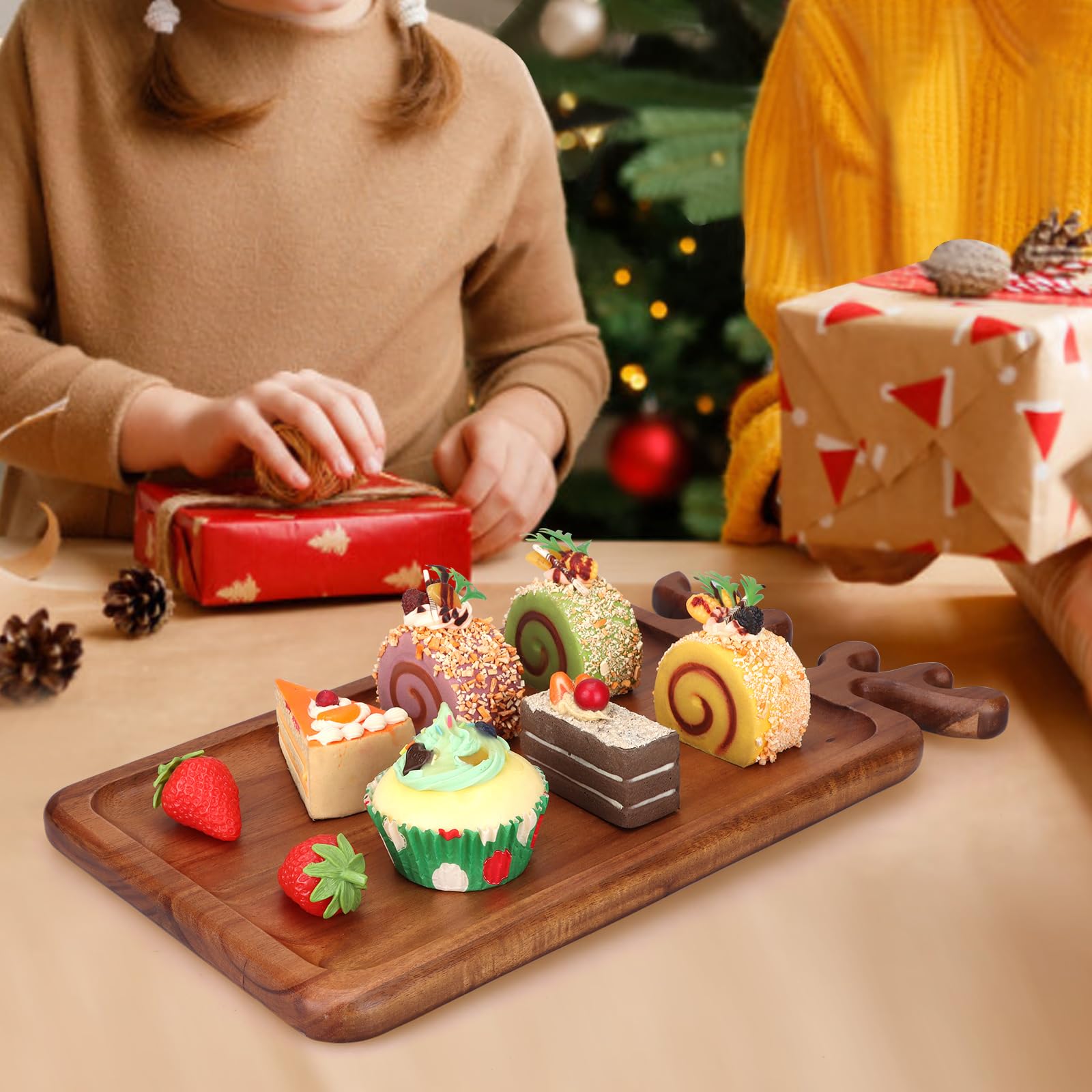 Renawe bandeja decorativa para navidad, ideal para postres, galletas y frutas.